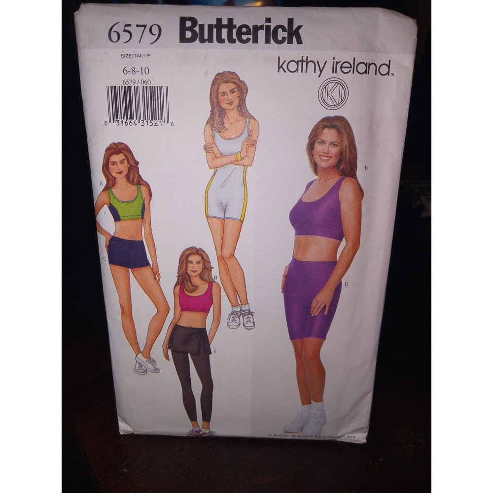 Butterick Sewing Pattern‎ 6579 Kathy Ireland 6-10 workout athletic yoga pilates
